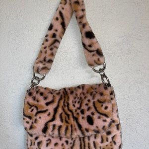 Topshop Animal Print Faux Fur Purse